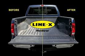 Before and after Line-X spray-in bedliner showing durability and protection at Automotive Protection Services in Fairfax Virginia
