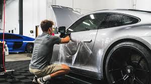 Paint protection film on door edge for new car protection