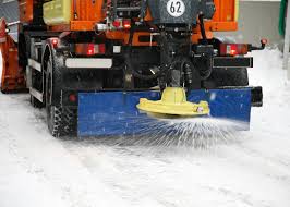 Road salt spreader used during winter road treatment operations