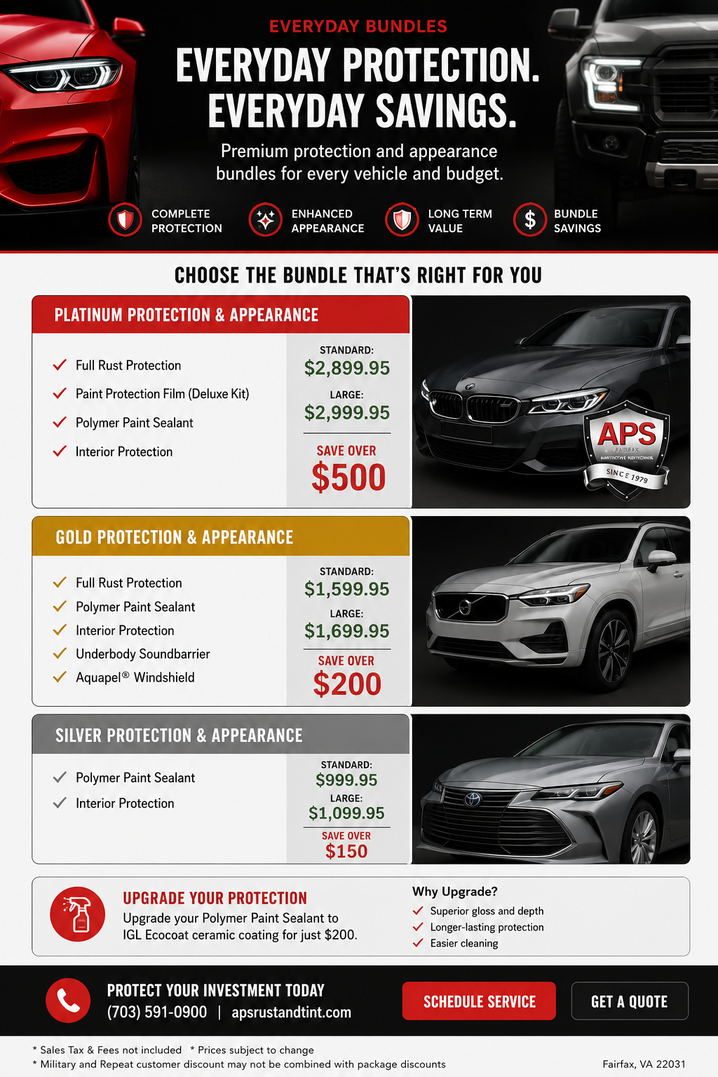 APS everyday bundle and save protection packages in Fairfax Virginia